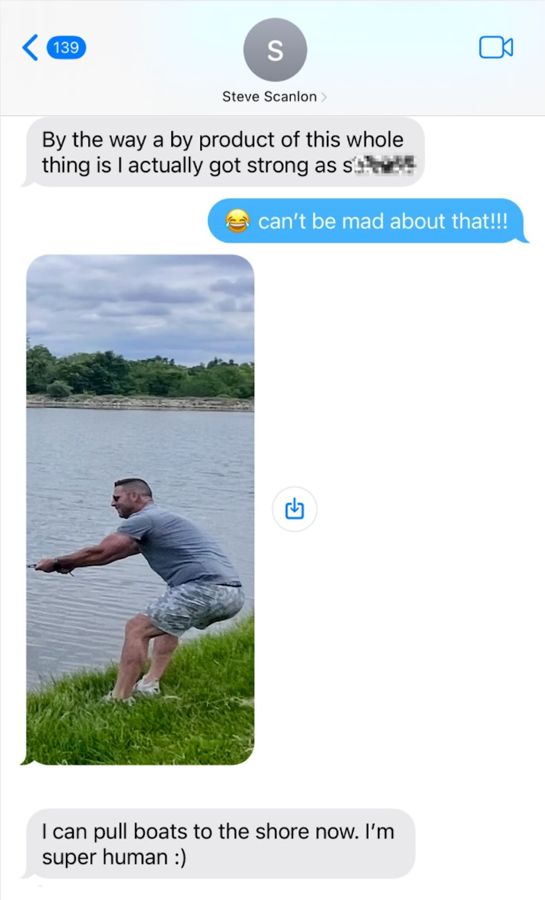 Steve hauling a boat in from the lake